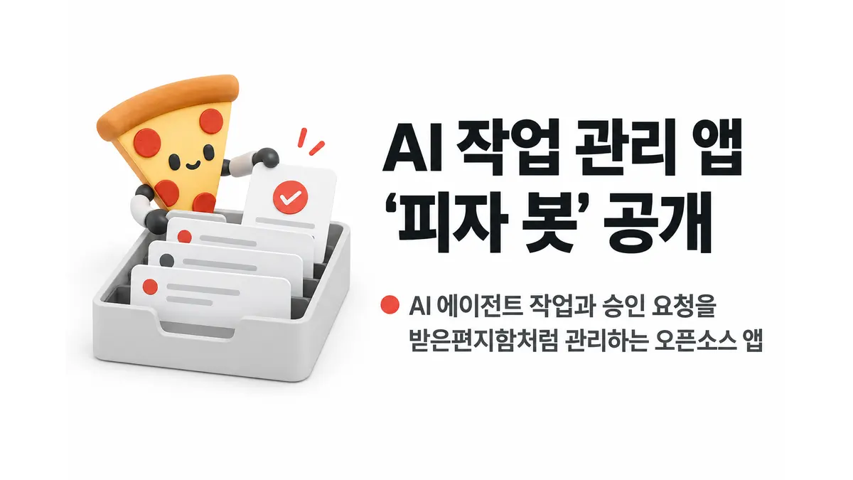 장시간 AI 작업 관리 앱 ‘피자 봇’ 공개 — 기사 주제를 표현한 AI 생성 개념 삽화