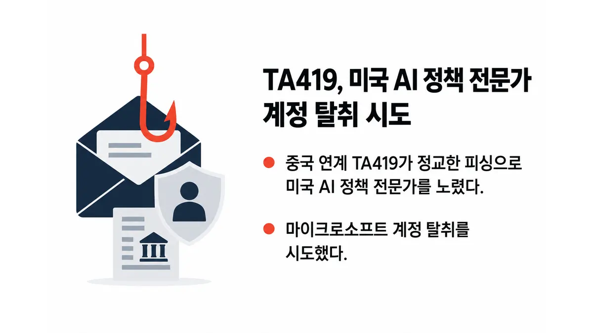 TA419, 미국 AI 정책 전문가 계정 노려 — 기사 주제를 표현한 AI 생성 개념 삽화