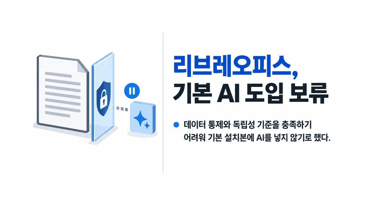 리브레오피스, 기본 AI 기능 도입 보류 — 기사 주제를 표현한 AI 생성 개념 삽화