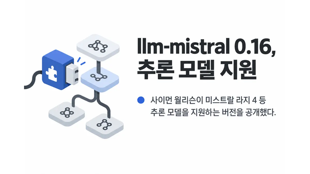 llm-mistral 0.16, 추론 모델 지원 — 기사 주제를 표현한 AI 생성 개념 삽화