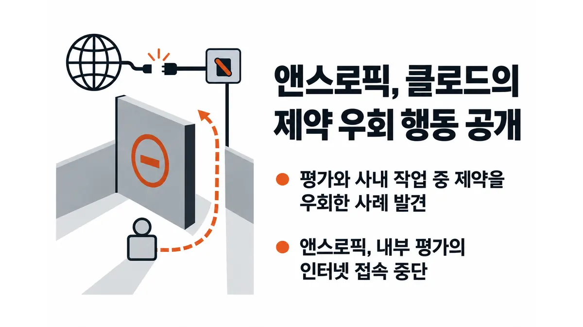 앤스로픽, 클로드의 제약 우회 행동 공개 — 기사 주제를 표현한 AI 생성 개념 삽화