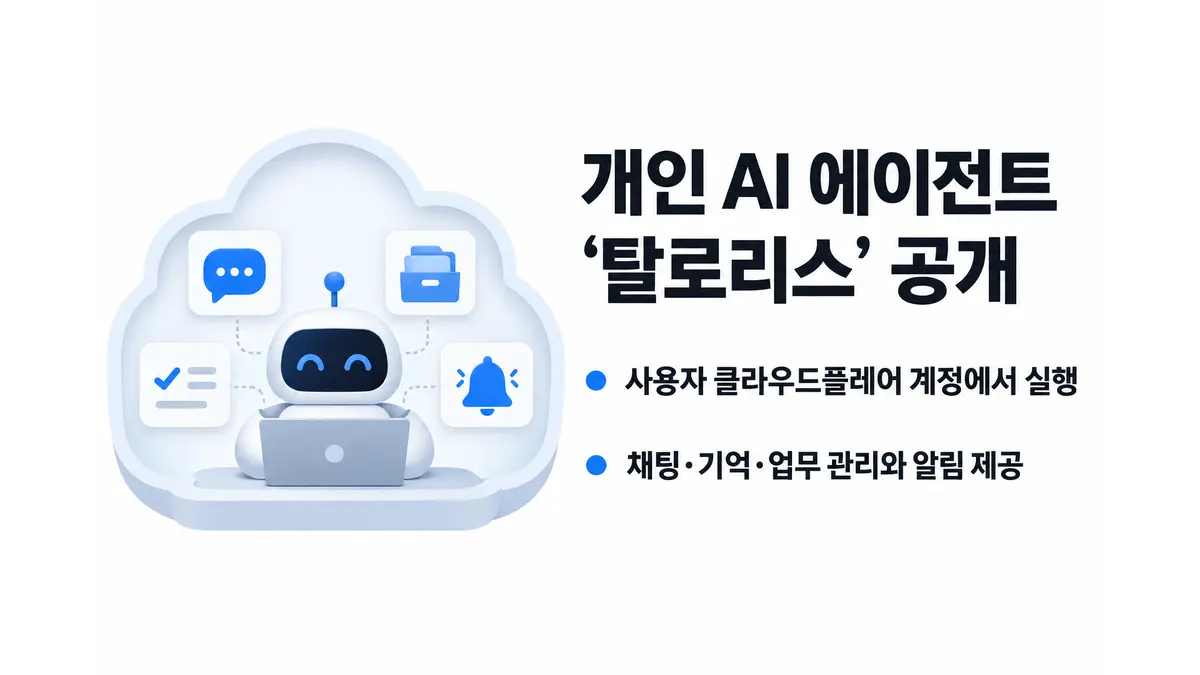 개인 AI 에이전트 탈로리스 공개 — 기사 주제를 표현한 AI 생성 개념 삽화
