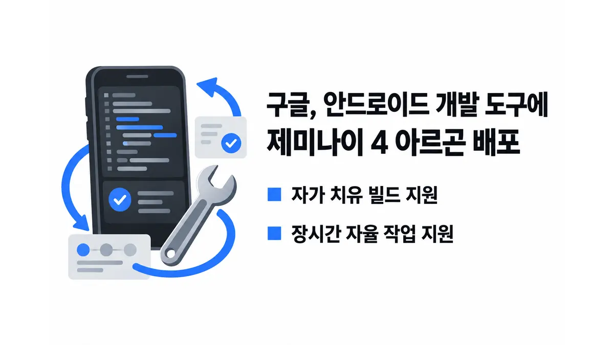 구글, 안드로이드 개발자에 제미나이 4 아르곤 제공 — 기사 주제를 표현한 AI 생성 개념 삽화