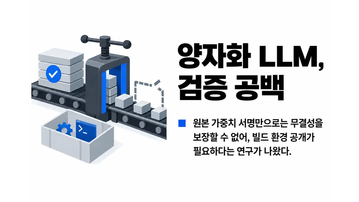 양자화 LLM 공급망의 검증 공백 — 기사 주제를 표현한 AI 생성 개념 삽화