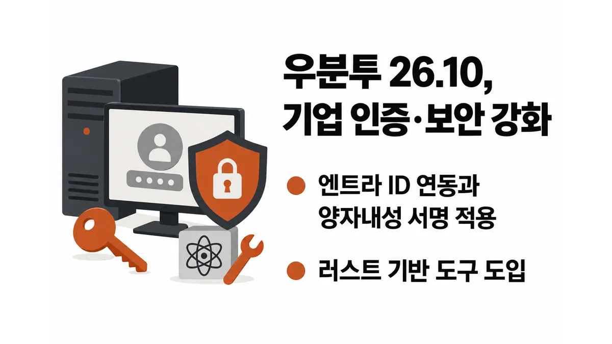 우분투 26.10, 기업 인증·보안 강화 — 기사 주제를 표현한 AI 생성 개념 삽화