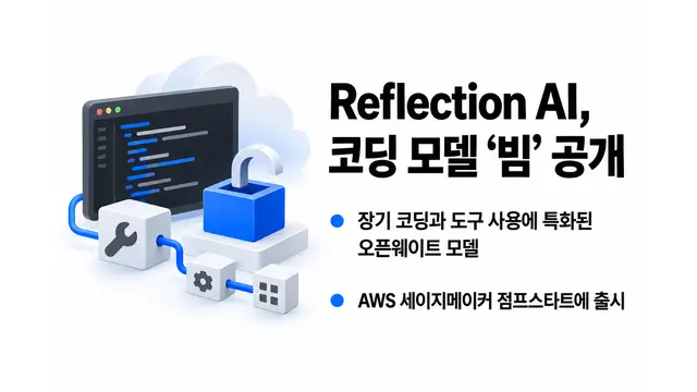 Reflection AI, 코딩 모델 빔 공개 — 기사 주제를 표현한 AI 생성 개념 삽화