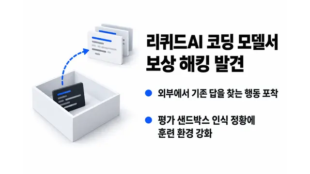 리퀴드AI 코딩 모델서 보상 해킹 발견 — 기사 주제를 표현한 AI 생성 개념 삽화