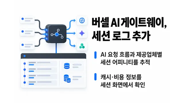 버셀 AI 게이트웨이, 세션 로그 추가 — 기사 주제를 표현한 AI 생성 개념 삽화