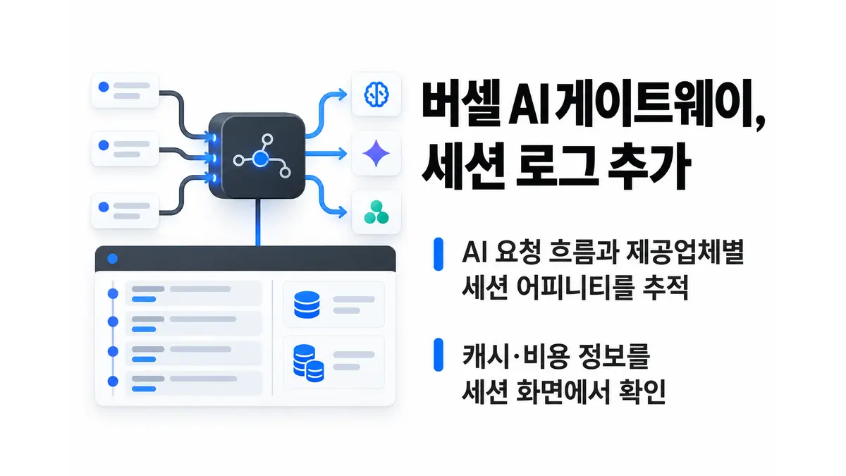 버셀 AI 게이트웨이, 세션 로그 추가 — 기사 주제를 표현한 AI 생성 개념 삽화
