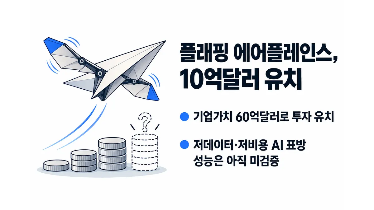 AI 연구소 플래핑 에어플레인스, 10억달러 유치 — 기사 주제를 표현한 AI 생성 개념 삽화