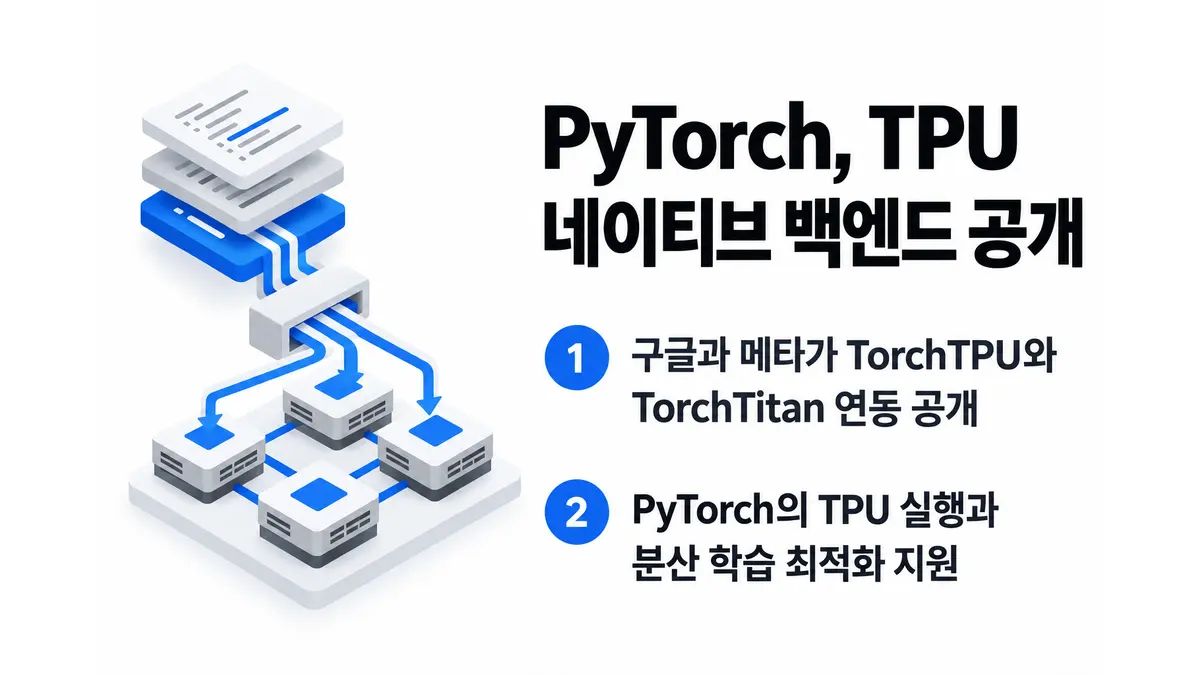 PyTorch, TPU 네이티브 백엔드 공개 — 기사 주제를 표현한 AI 생성 개념 삽화