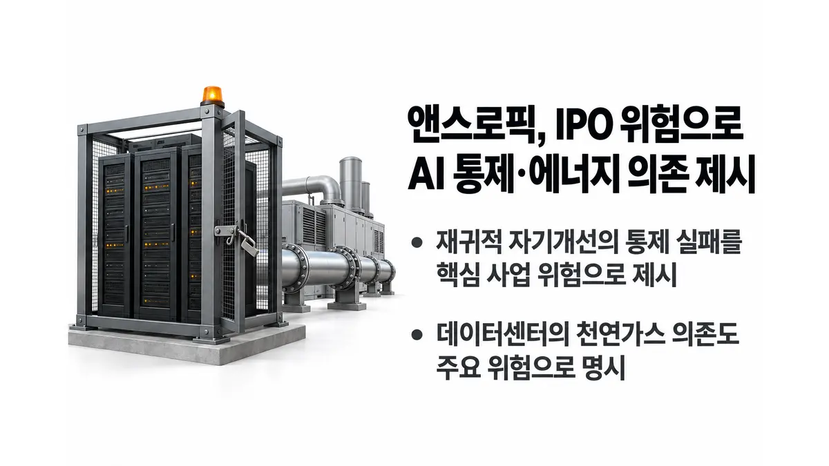 앤스로픽, AI 통제와 에너지 의존을 IPO 위험으로 — 기사 주제를 표현한 AI 생성 개념 삽화