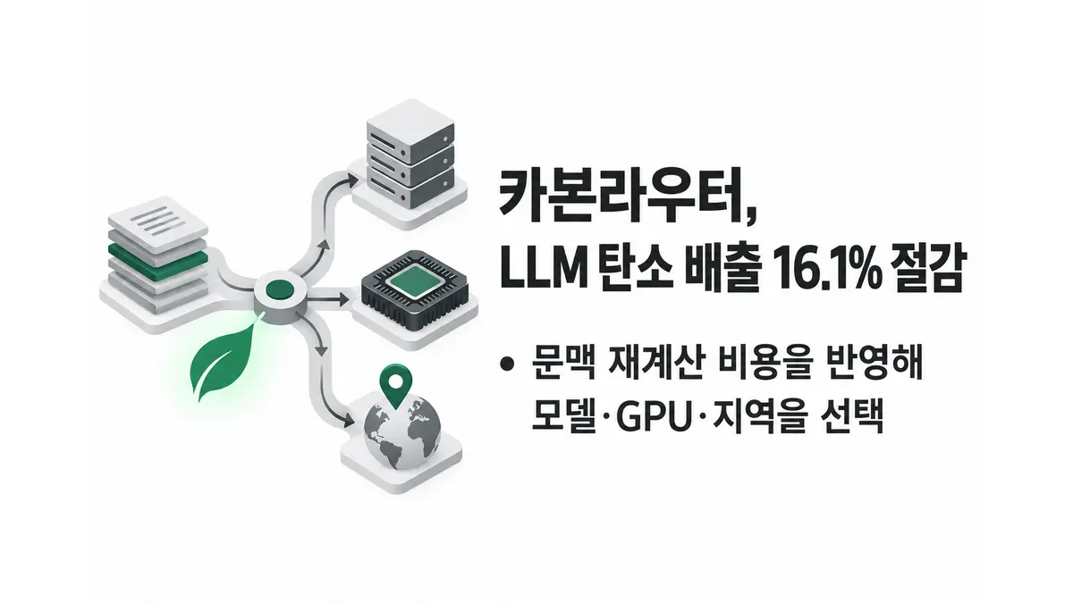카본라우터, LLM 탄소 배출 16.1% 절감 — 기사 주제를 표현한 AI 생성 개념 삽화
