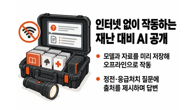 인터넷 없이 작동하는 재난 대비 AI 공개 — 기사 주제를 표현한 AI 생성 개념 삽화