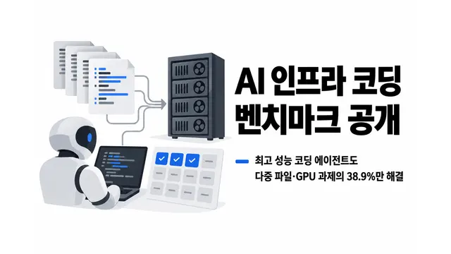 AI 인프라 코딩 벤치마크 공개 — 기사 주제를 표현한 AI 생성 개념 삽화