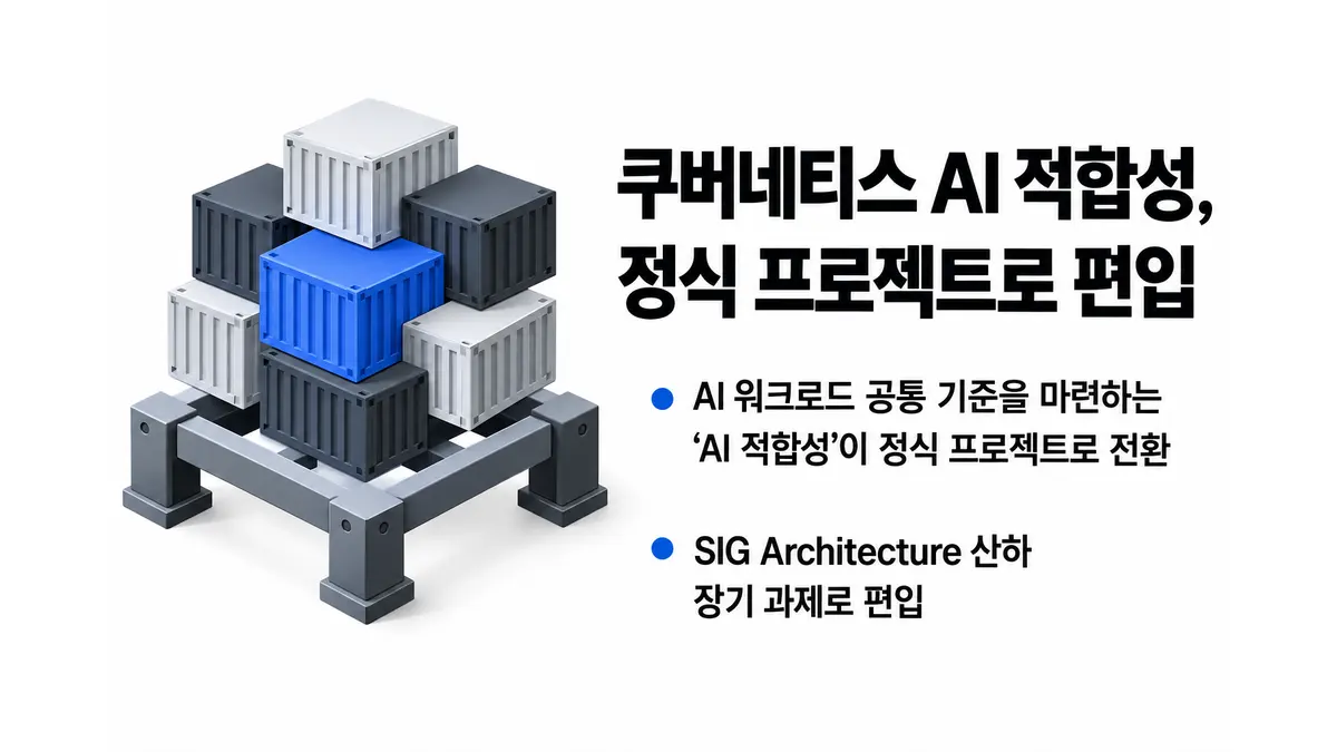 쿠버네티스 AI 적합성, 정식 프로젝트로 편입 — 기사 주제를 표현한 AI 생성 개념 삽화