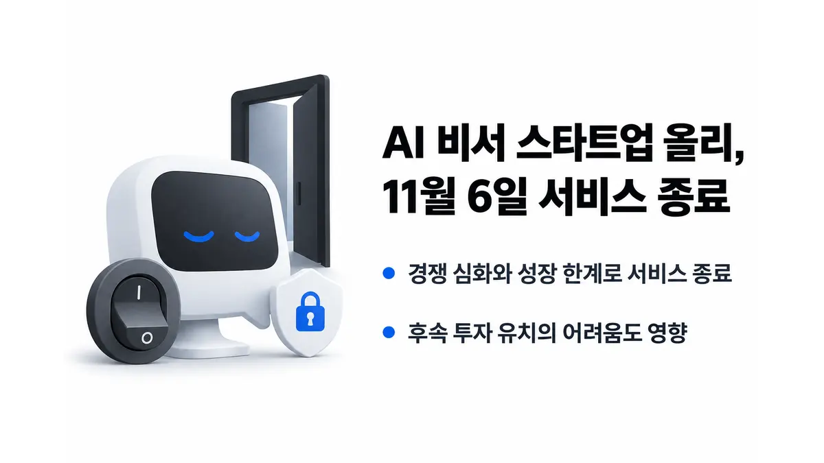 AI 비서 스타트업 올리, 11월 6일 종료 — 기사 주제를 표현한 AI 생성 개념 삽화